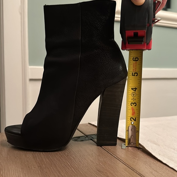 Allsaints black pebbled leather peep toe high heel boot bootie 38 US 7.5-8 - Picture 11 of 12